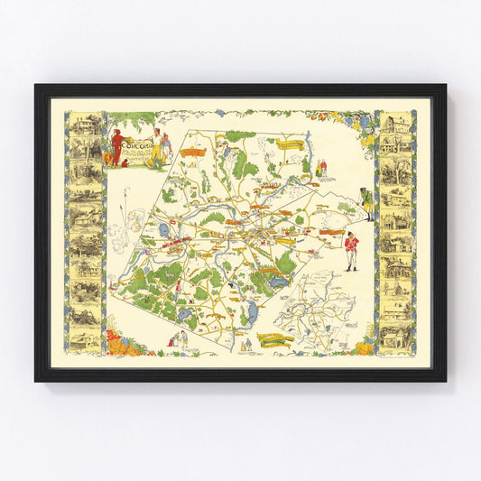 Vintage Map of Concord, Massachusetts 1928