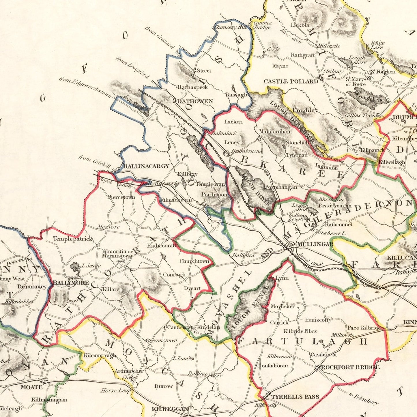 Vintage Map of Westmeath County Ireland, 1846