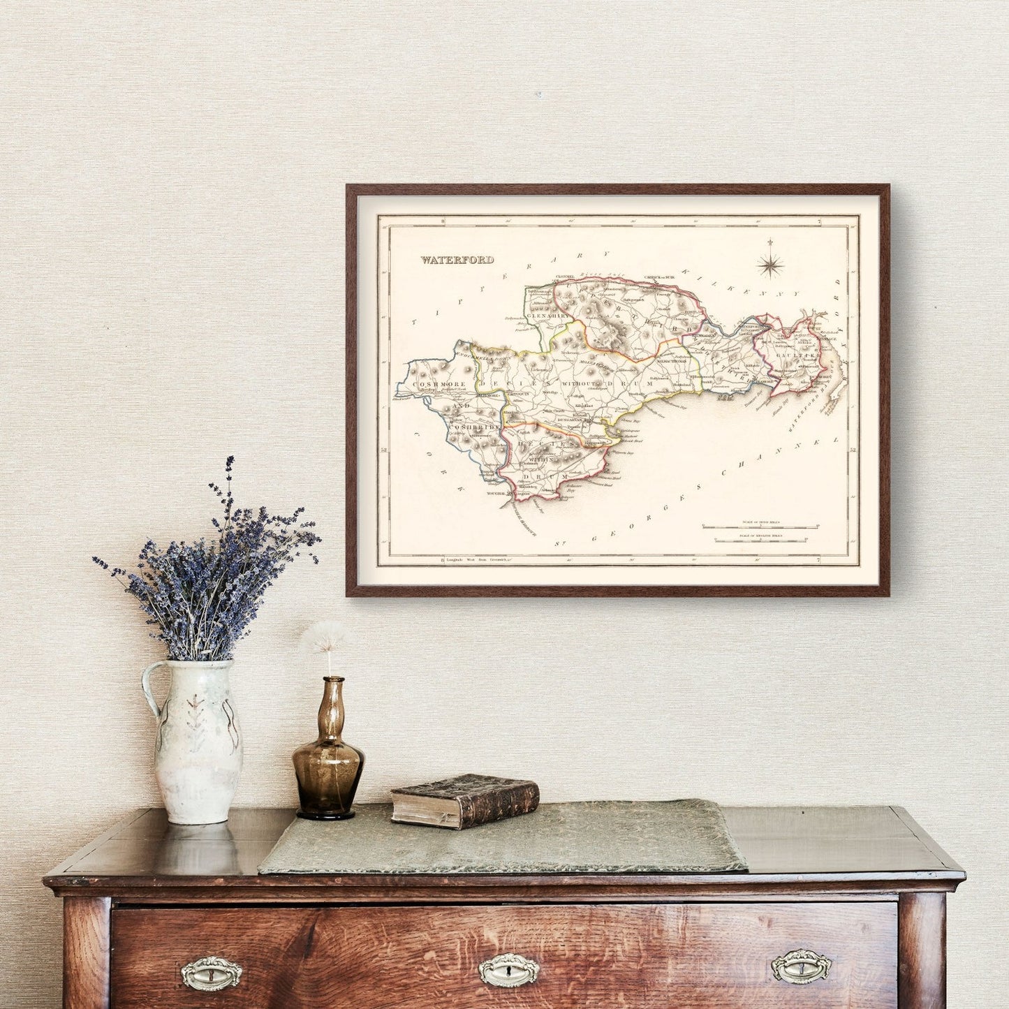 Vintage Map of Waterford County Ireland, 1846