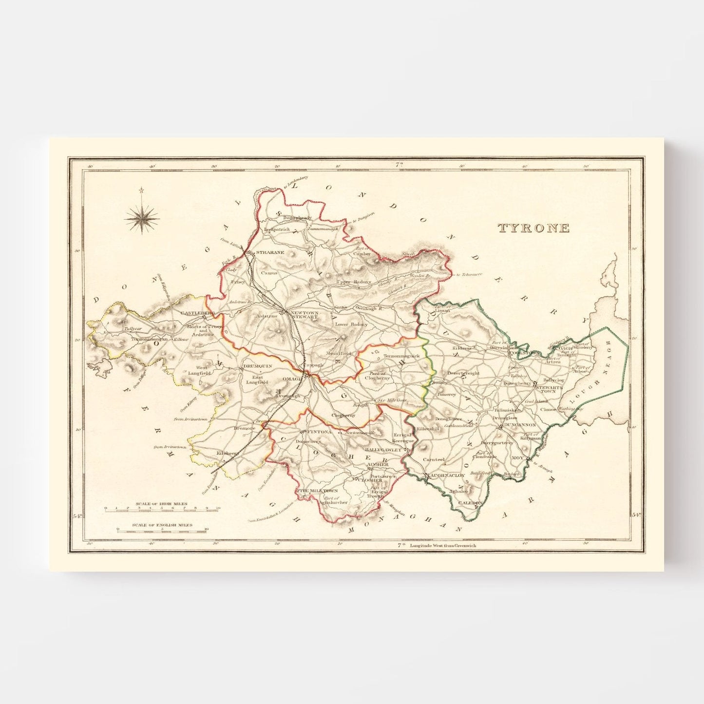 Vintage Map of Tyrone County Ireland, 1846