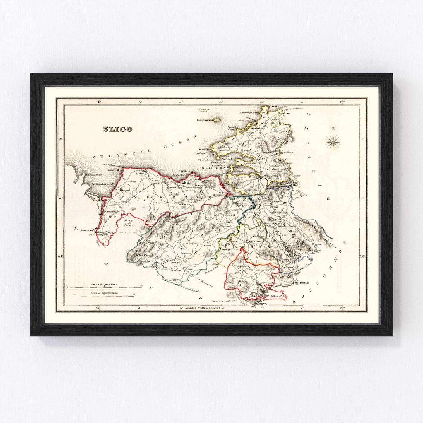 Vintage Map of Sligo County Ireland, 1846