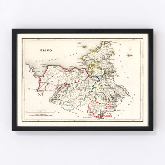 Vintage Map of Sligo County Ireland, 1846