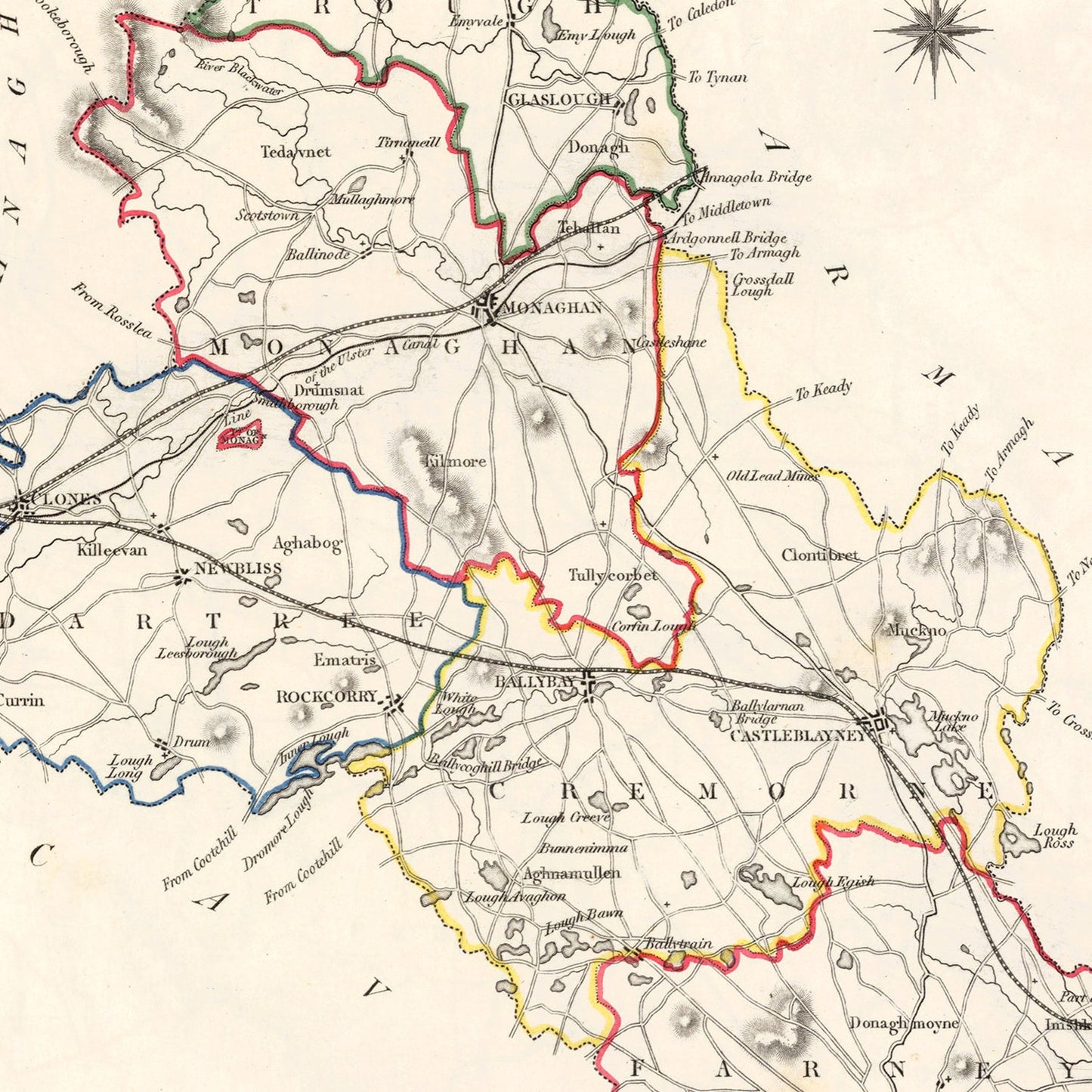 Vintage Map of Monaghan County Ireland, 1846