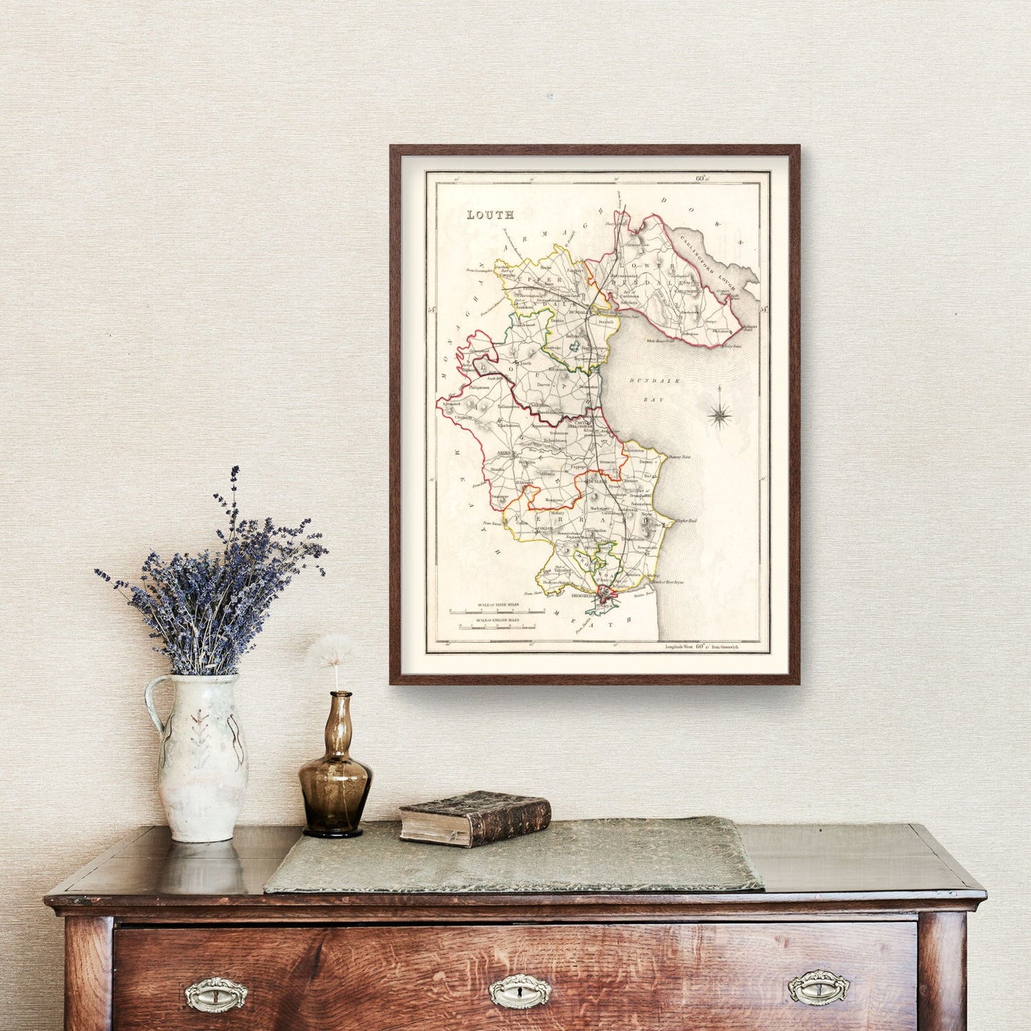 Vintage Map of Louth County Ireland, 1846