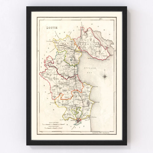 Vintage Map of Louth County Ireland, 1846