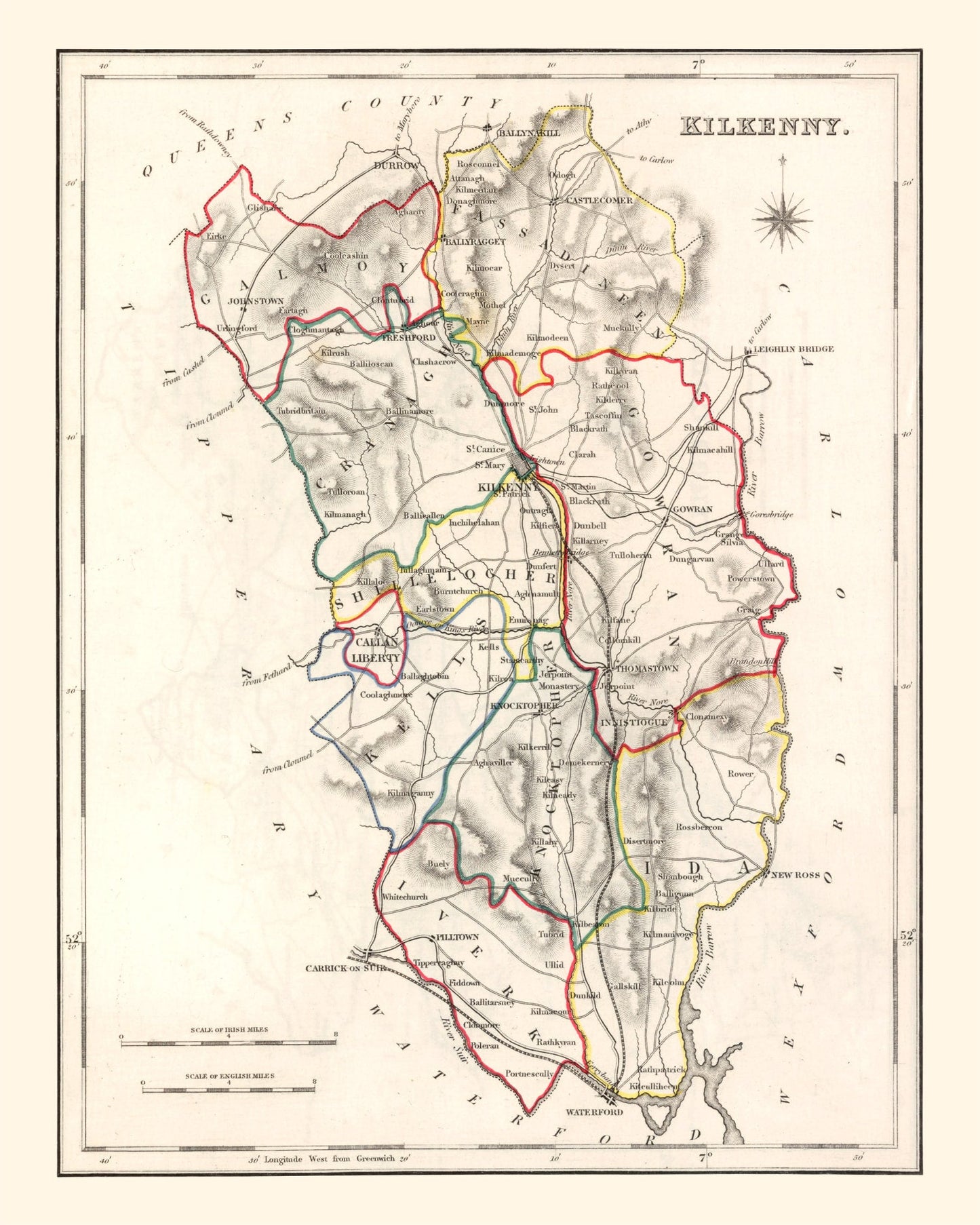 Vintage Map of Kilkenny County Ireland, 1846