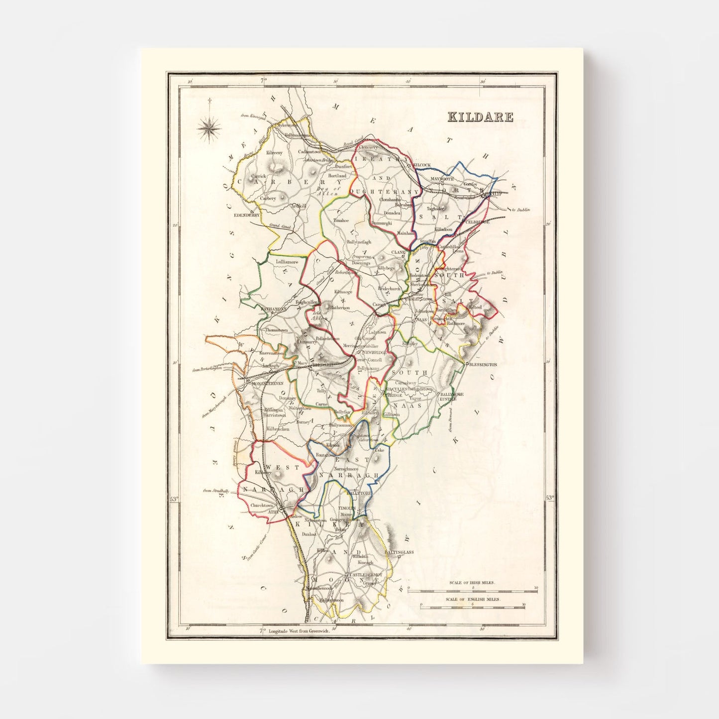 Vintage Map of Kildare County Ireland, 1846