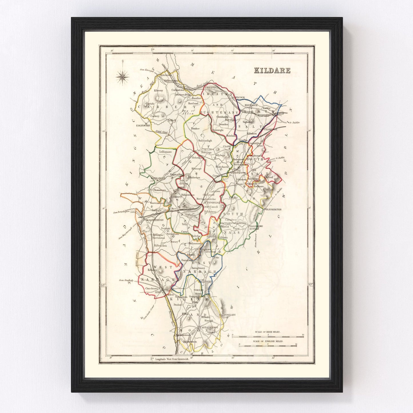 Vintage Map of Kildare County Ireland, 1846