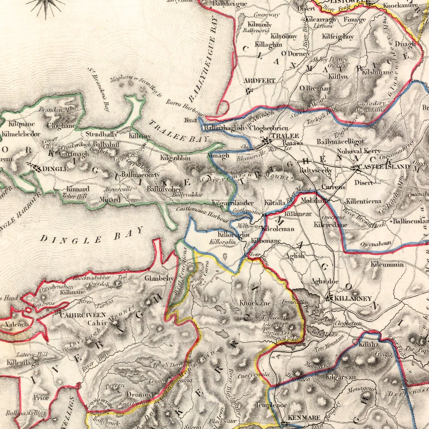 Vintage Map of Kerry County Ireland, 1846