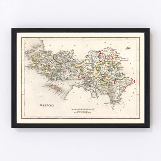 Vintage Map of Galway County Ireland, 1846