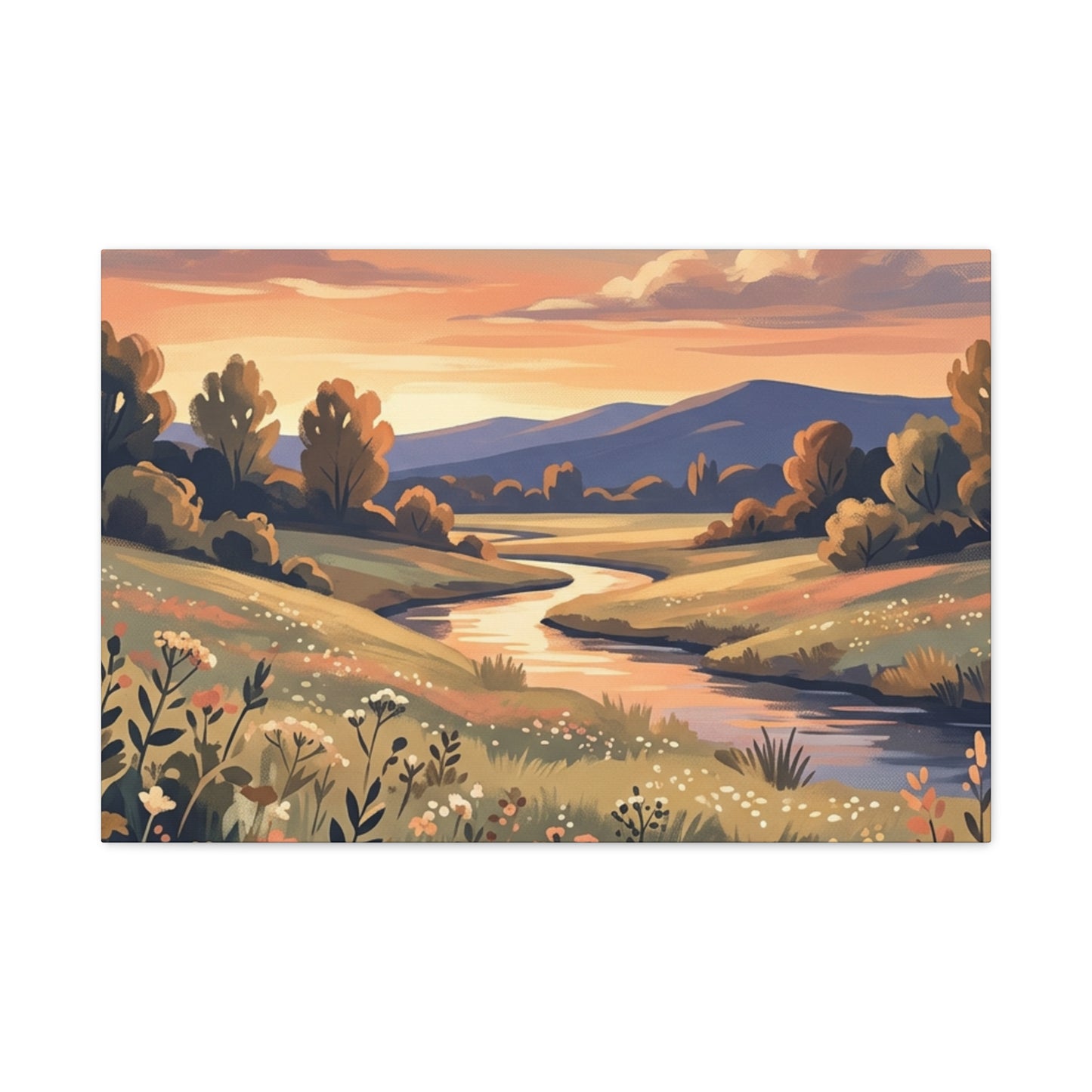 Sunset Meadow Canvas Wall Art