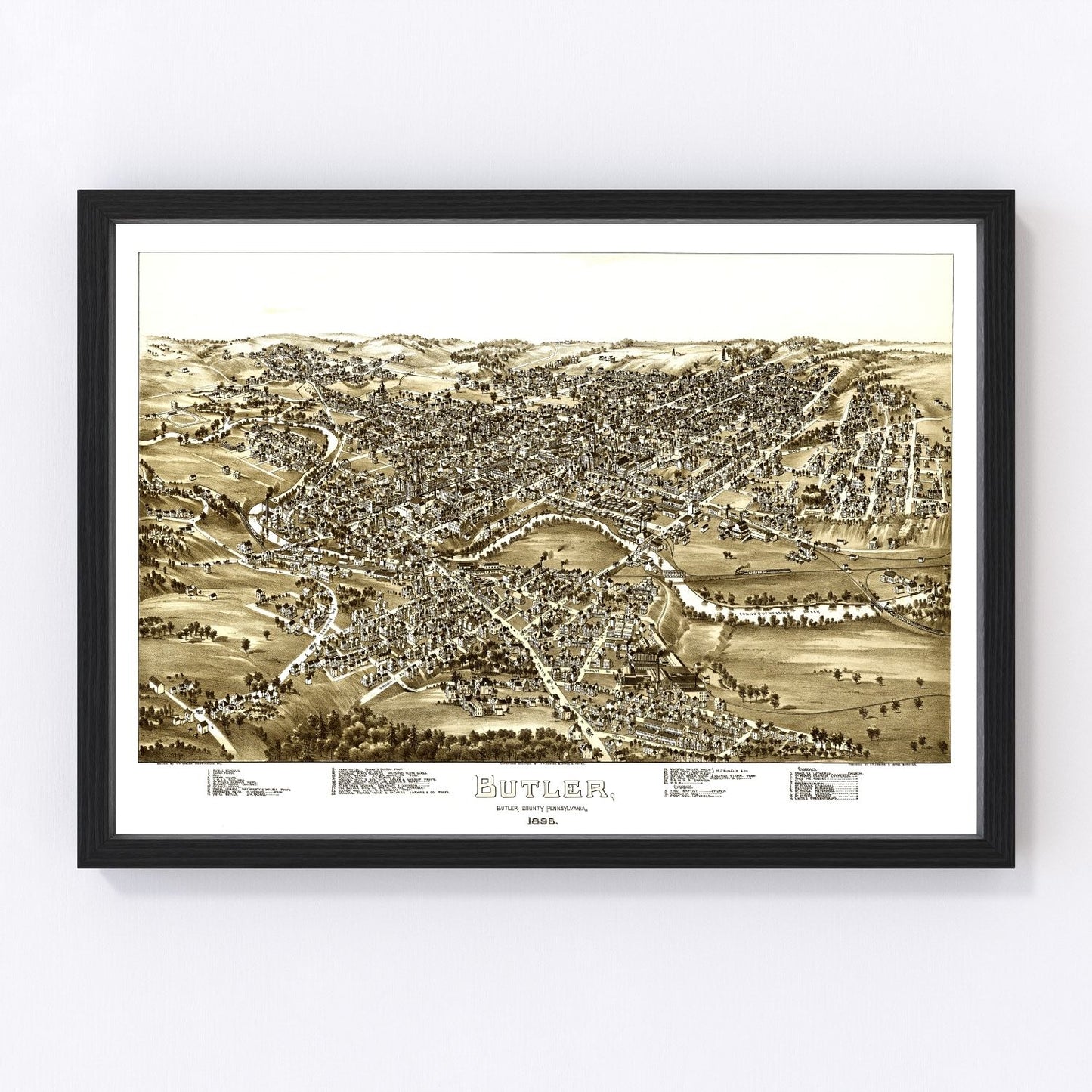 Vintage Map of Butler, Pennsylvania 1896