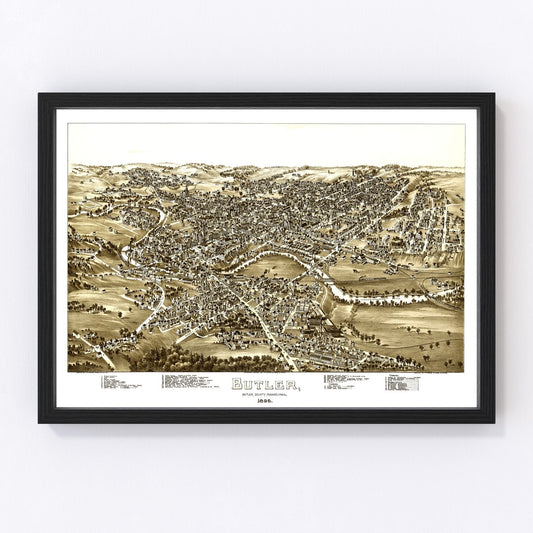 Vintage Map of Butler, Pennsylvania 1896