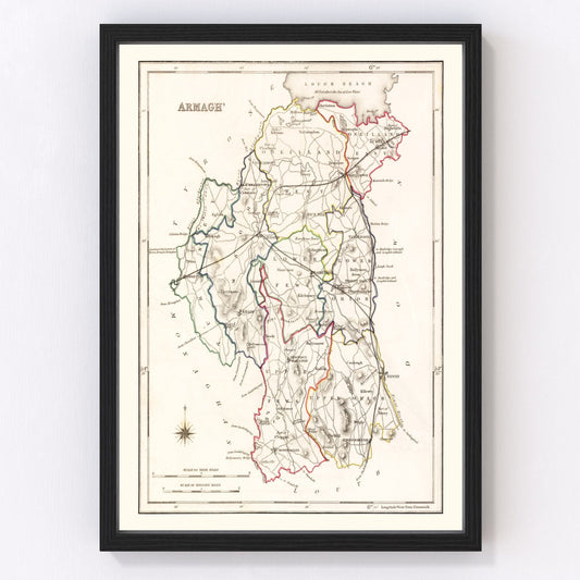 Vintage Map of Armagh County Ireland, 1846