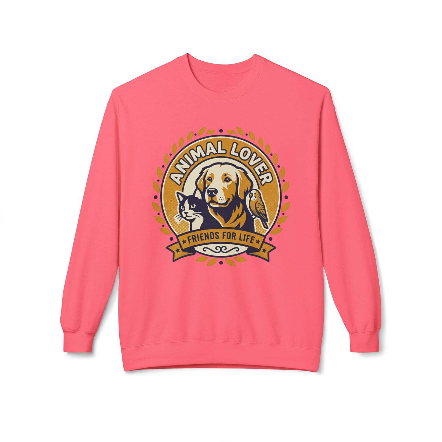 Animal Lover Crewneck Sweatshirt — "Animal Lover • Friends for Life" Graphic