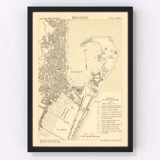Vintage Map of Mesen, Belgium 1884
