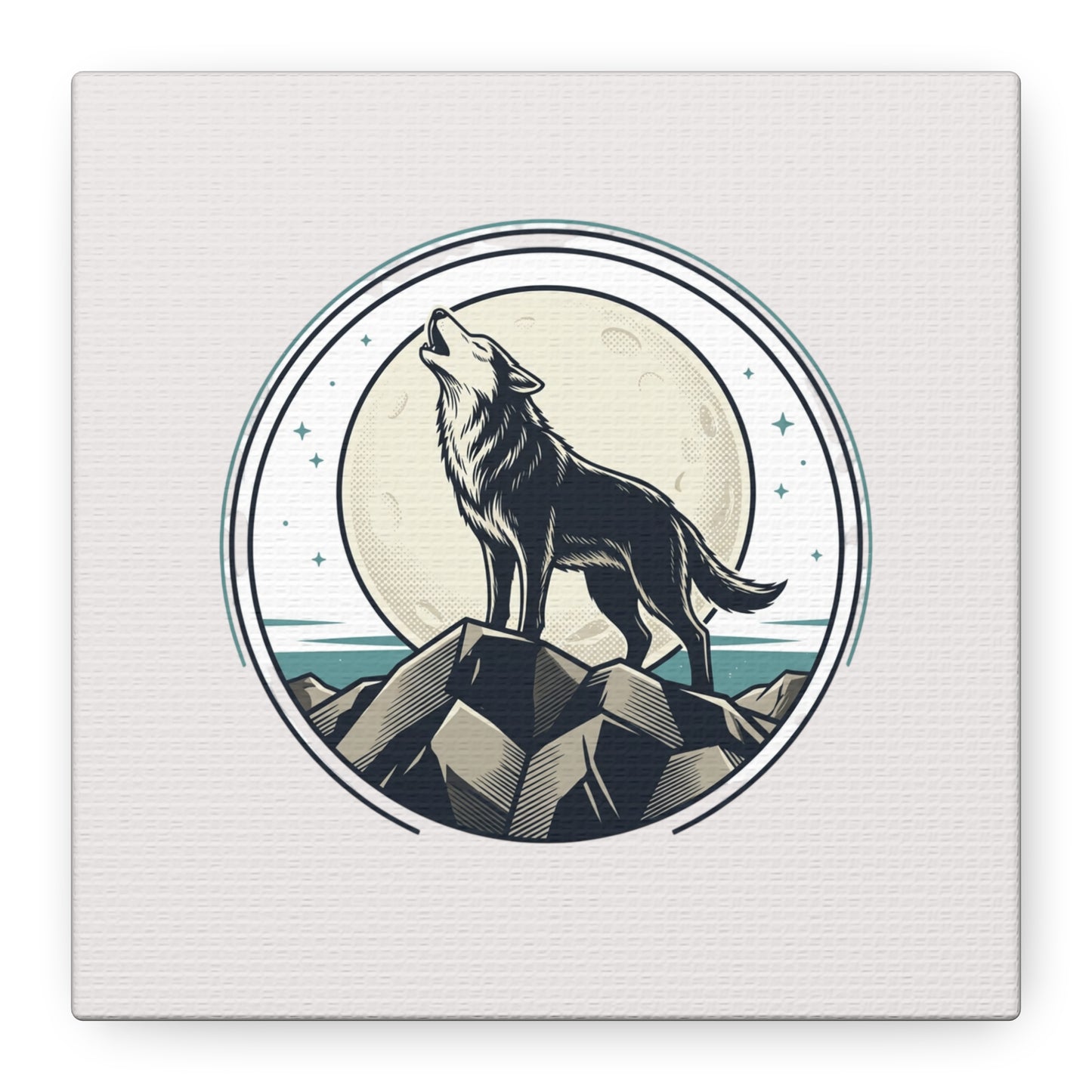 Howling Wolf Canvas Wall Art — Moonlit Wilderness Matte Stretched Print