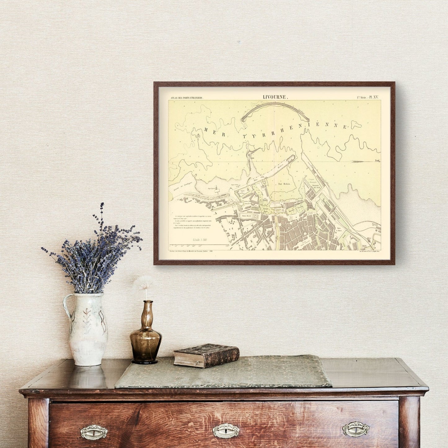 Vintage Map of Livorno, Italy 1884