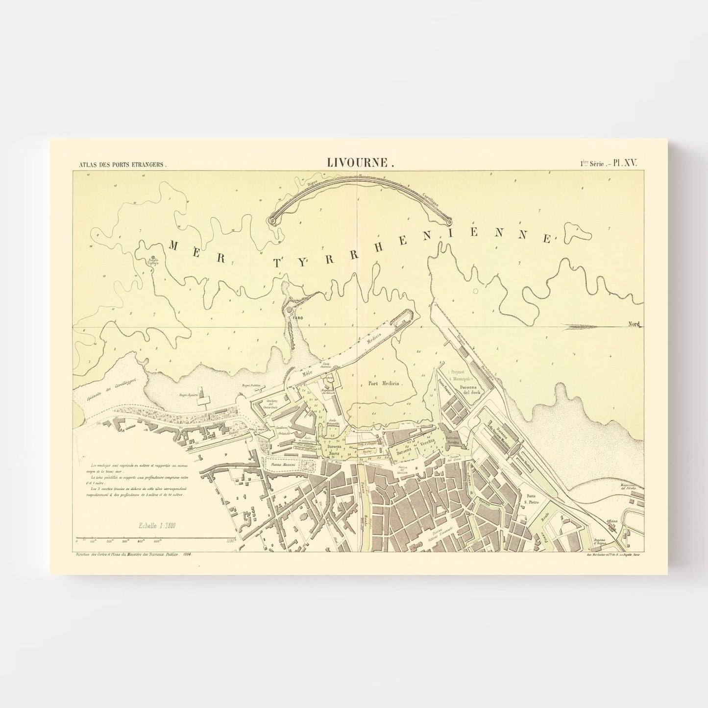 Vintage Map of Livorno, Italy 1884
