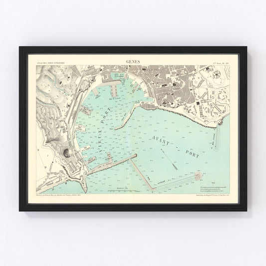 Vintage Map of Genoa, Italy 1884