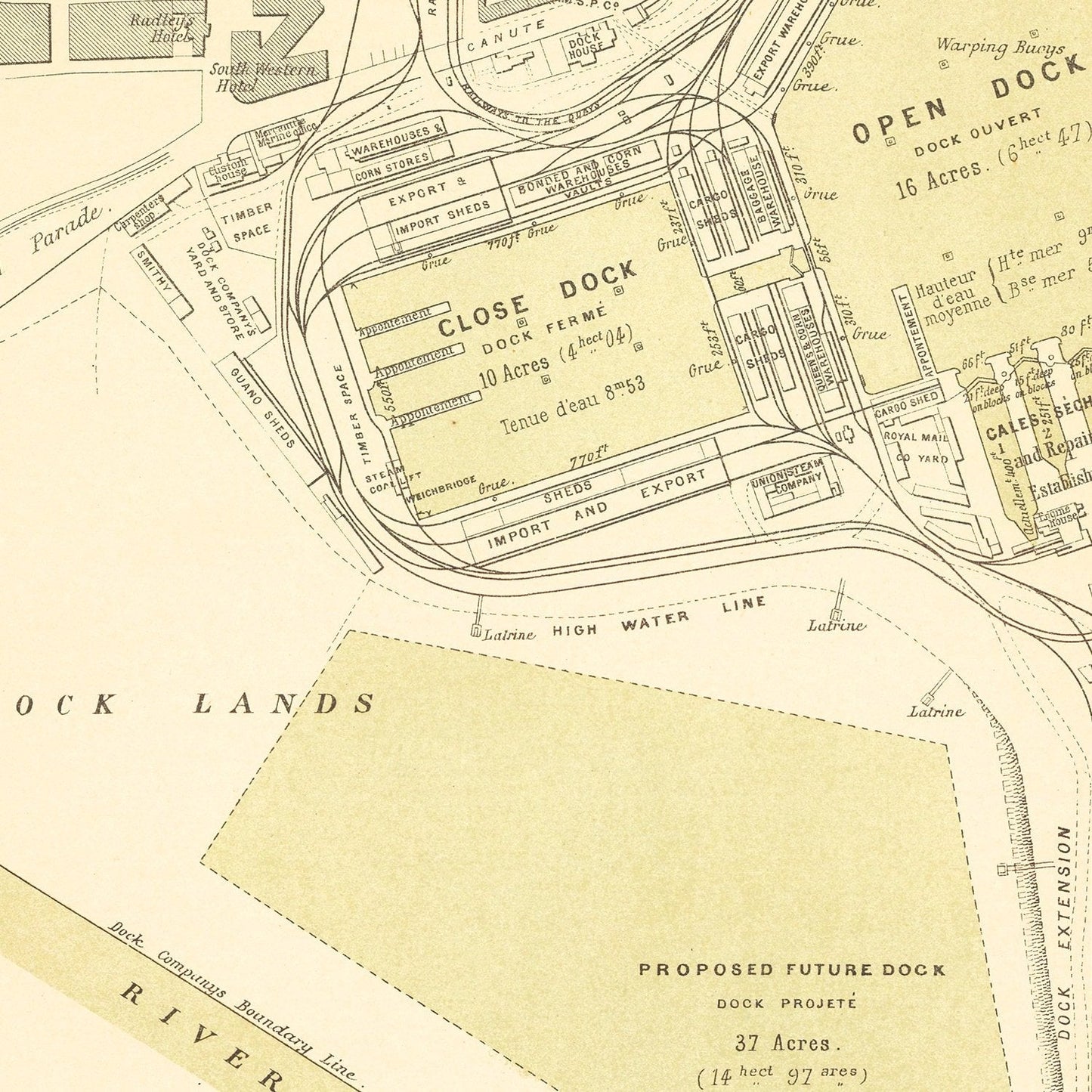 Vintage Map of Southampton, England 1884