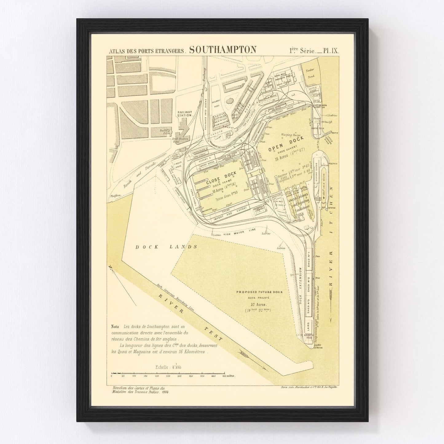 Vintage Map of Southampton, England 1884