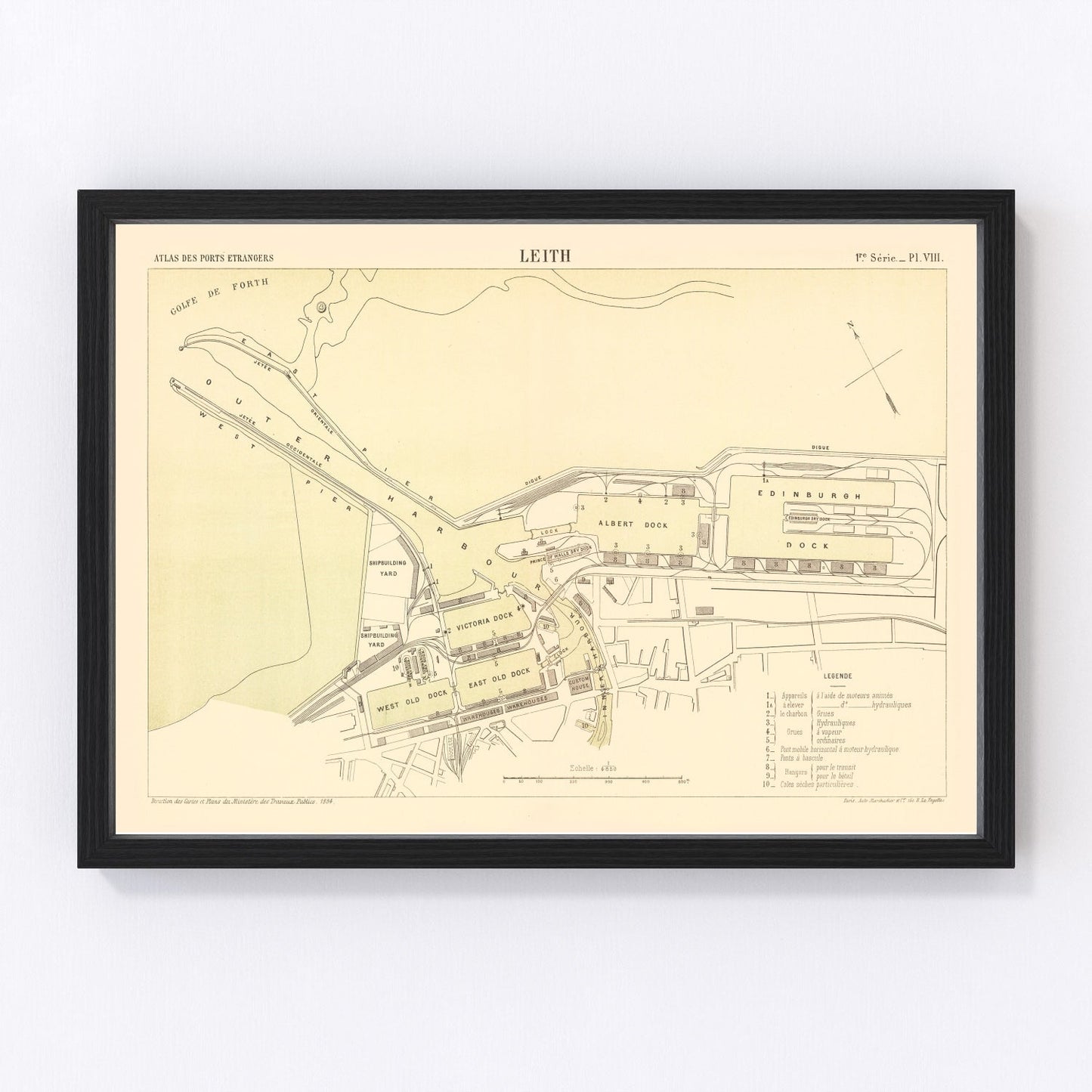 Vintage Map of Edinburgh, Scotland 1884