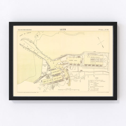 Vintage Map of Edinburgh, Scotland 1884
