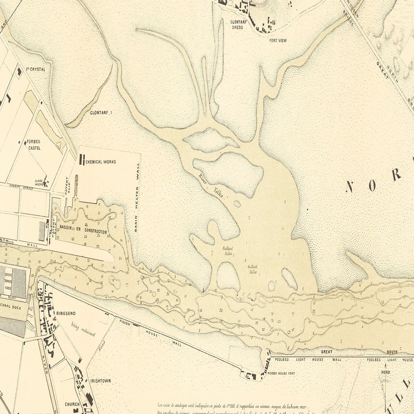 Vintage Map of Dublin, Ireland 1884