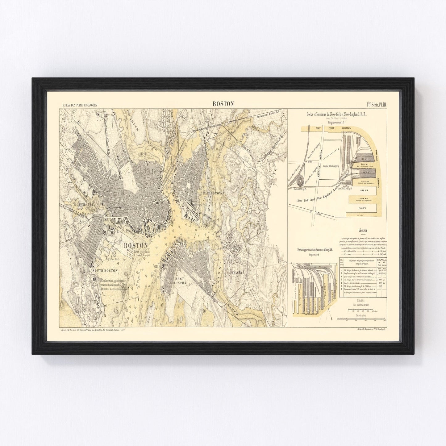 Vintage Map of Boston, Massachusetts 1884