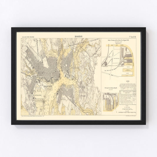 Vintage Map of Boston, Massachusetts 1884