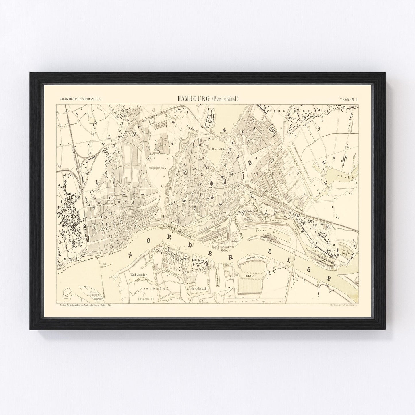 Vintage Map of Hamburg, Germany 1884
