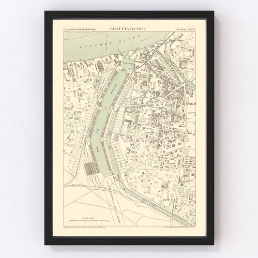 Vintage Map of Calcutta, India 1890