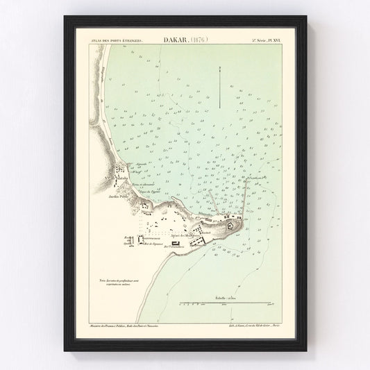 Vintage Map of Dakar, Senegal 1876