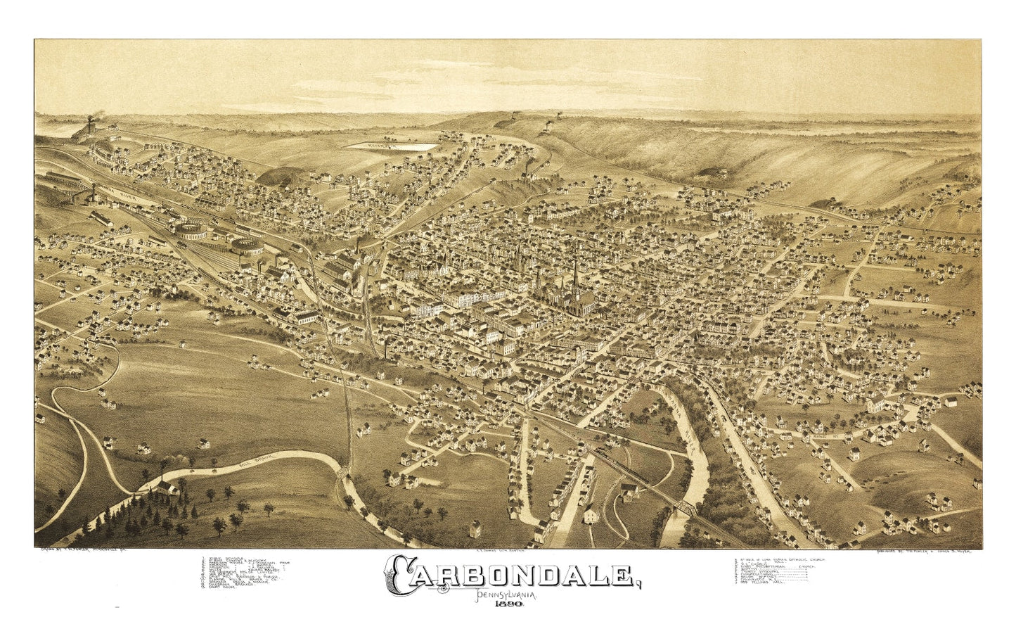 Vintage Map of Carbondale, Pennsylvania 1897