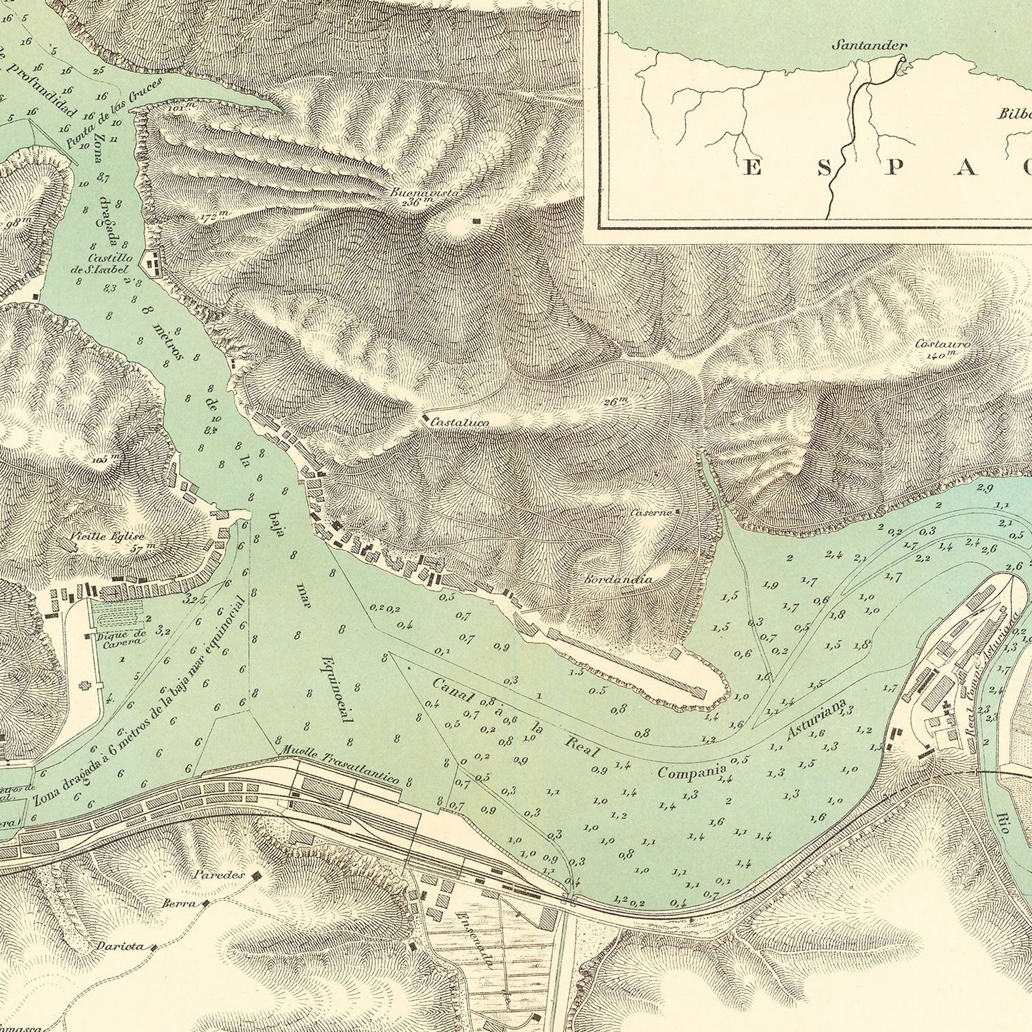 Vintage Map of Pasaia, Spain 1888