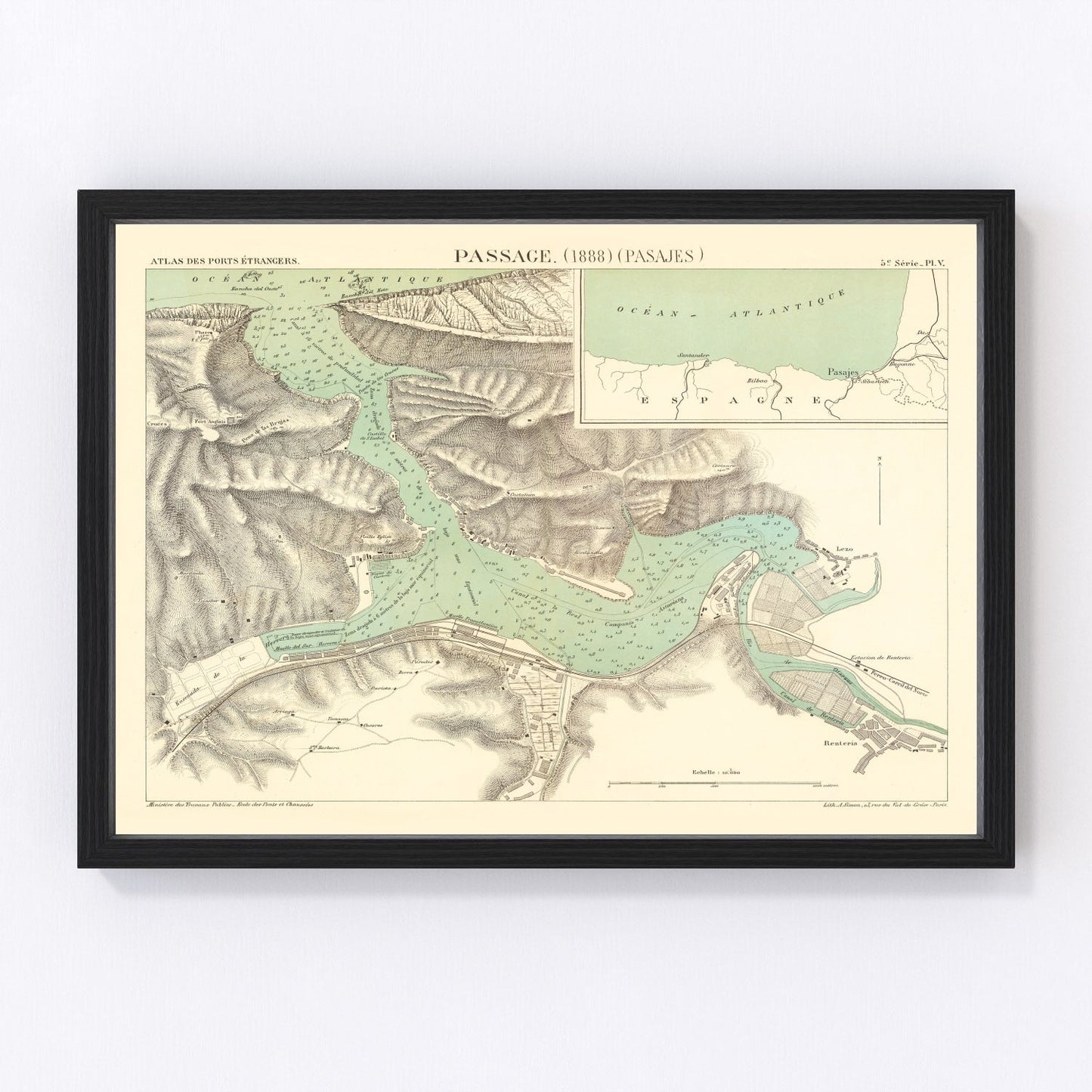 Vintage Map of Pasaia, Spain 1888