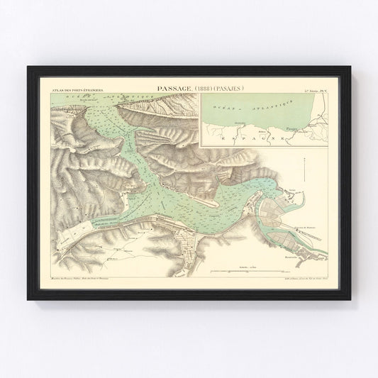 Vintage Map of Pasaia, Spain 1888