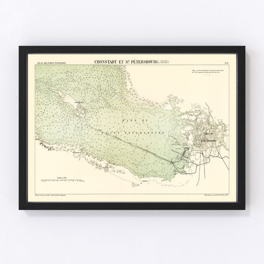 Vintage Map of Saint Petersburg, Russia 1888