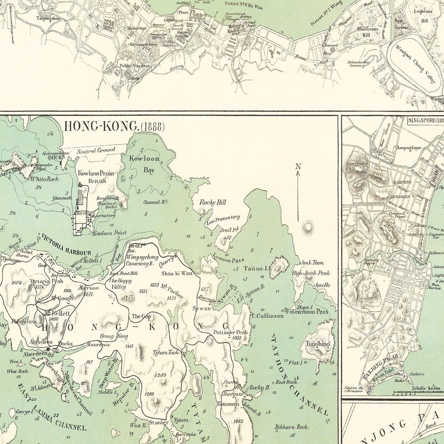 Vintage Map of Victoria, China 1866
