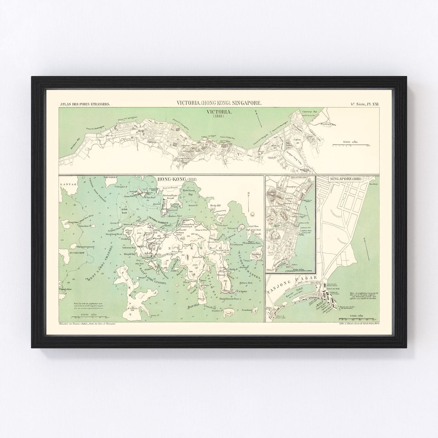 Vintage Map of Victoria, China 1866