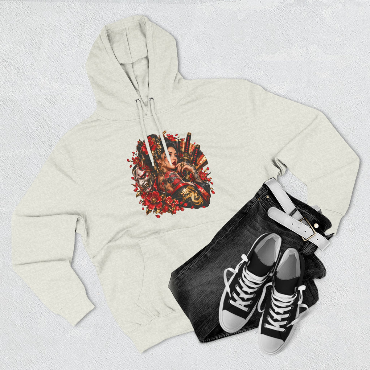 Floral Skull Hoodie — Gothic Rose Graphic Fleece Hoodie