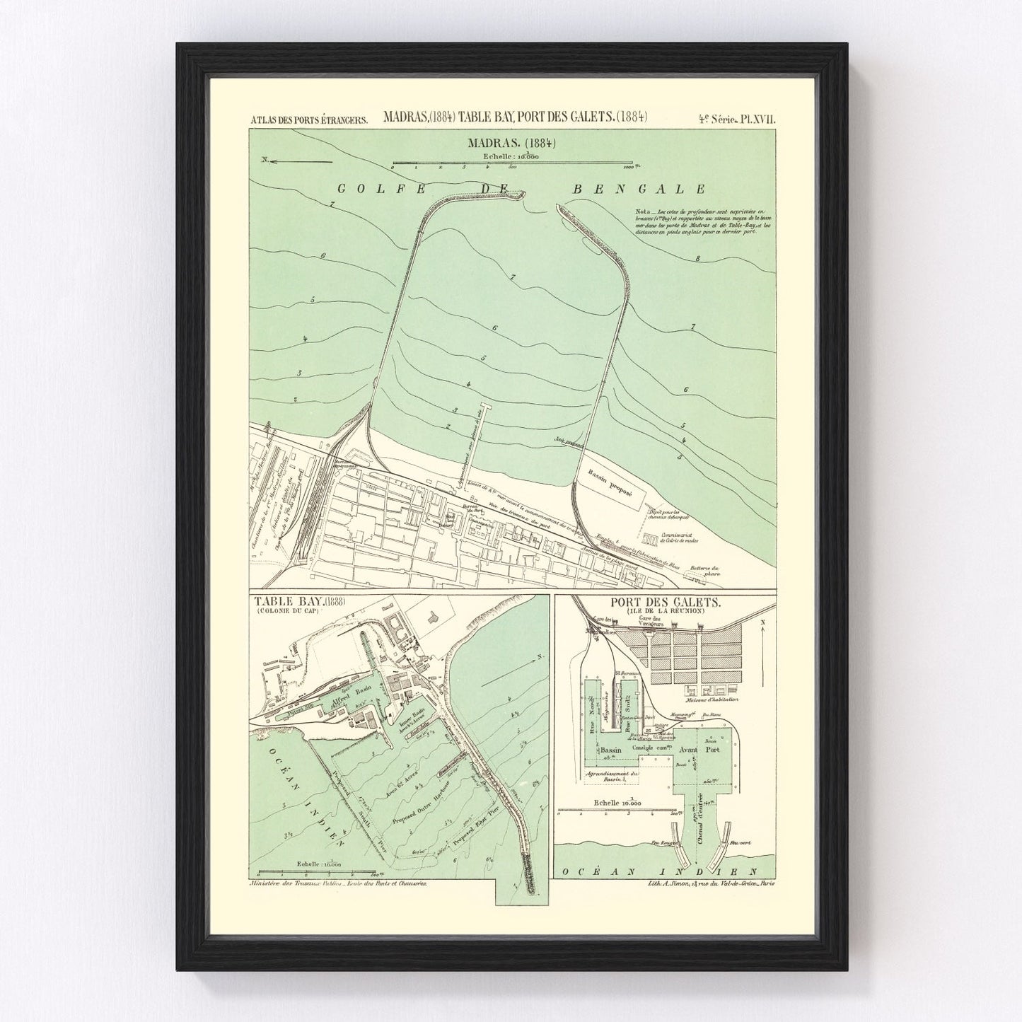Vintage Map of Chennai, India 1884