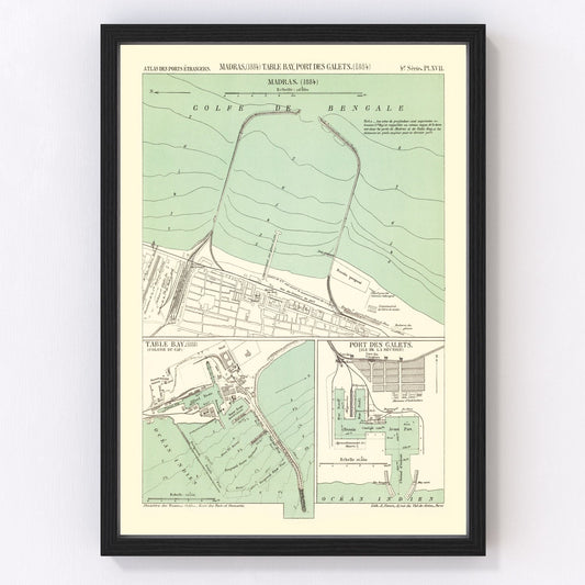 Vintage Map of Chennai, India 1884