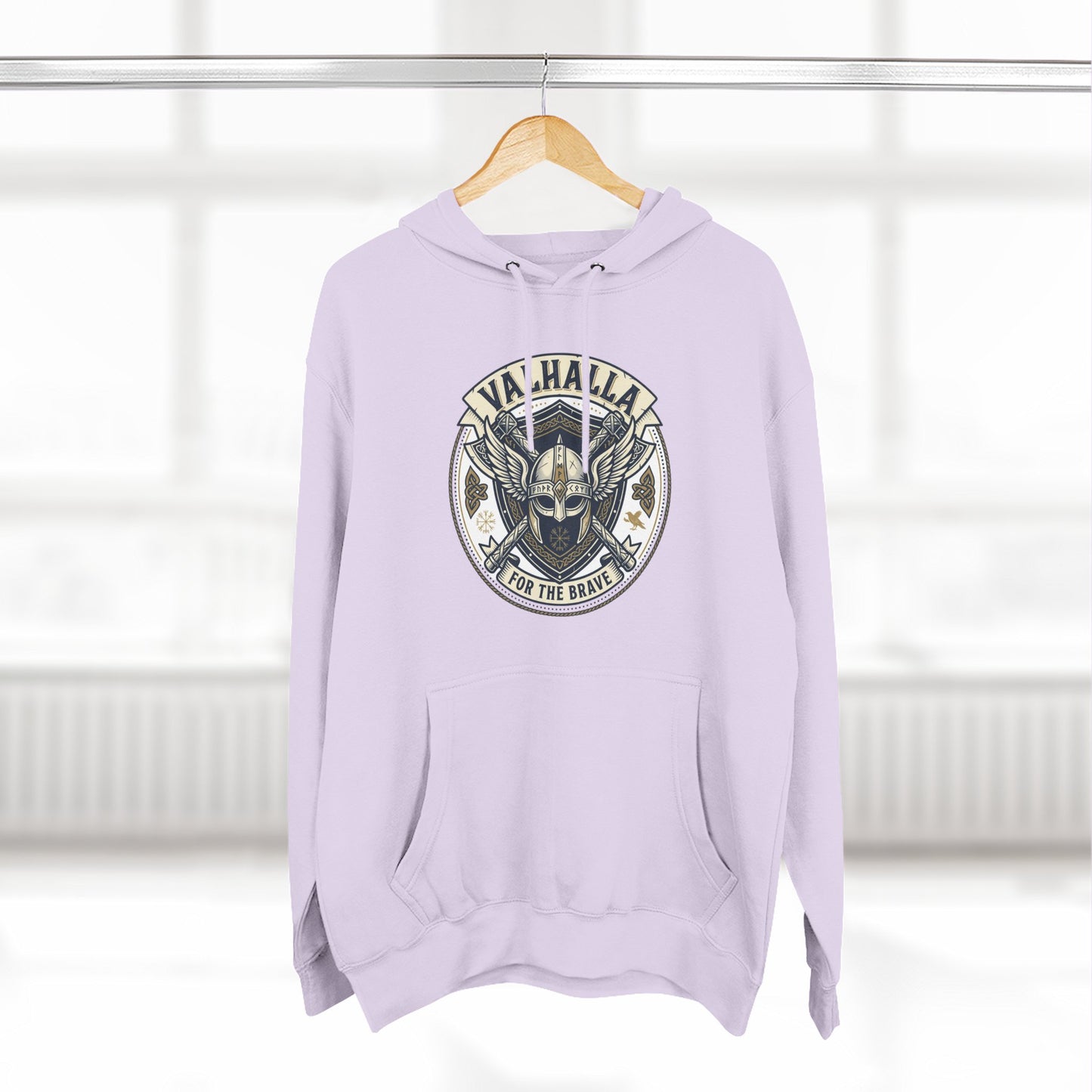 Viking Valhalla Skull Hoodie – "For the Brave" Graphic Fleece Hoodie