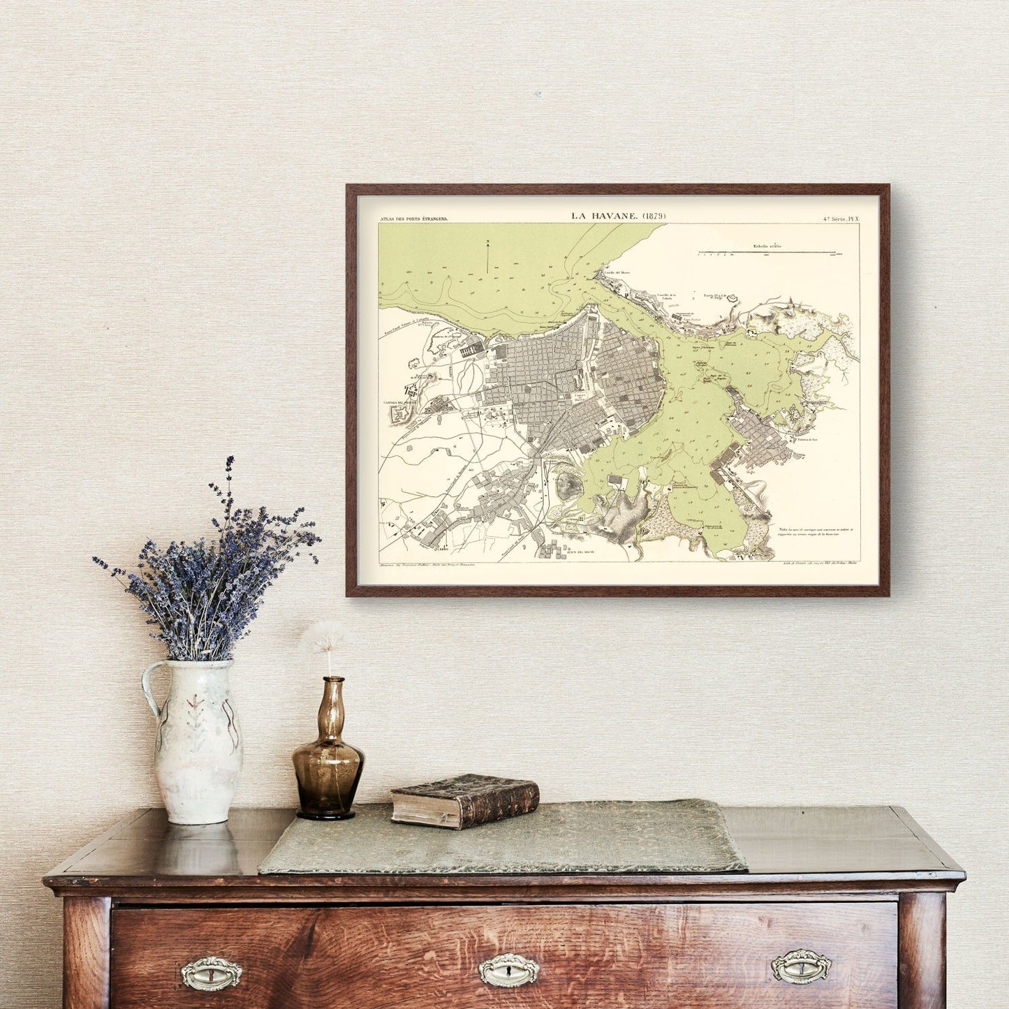 Vintage Map of Havana, Cuba 1879