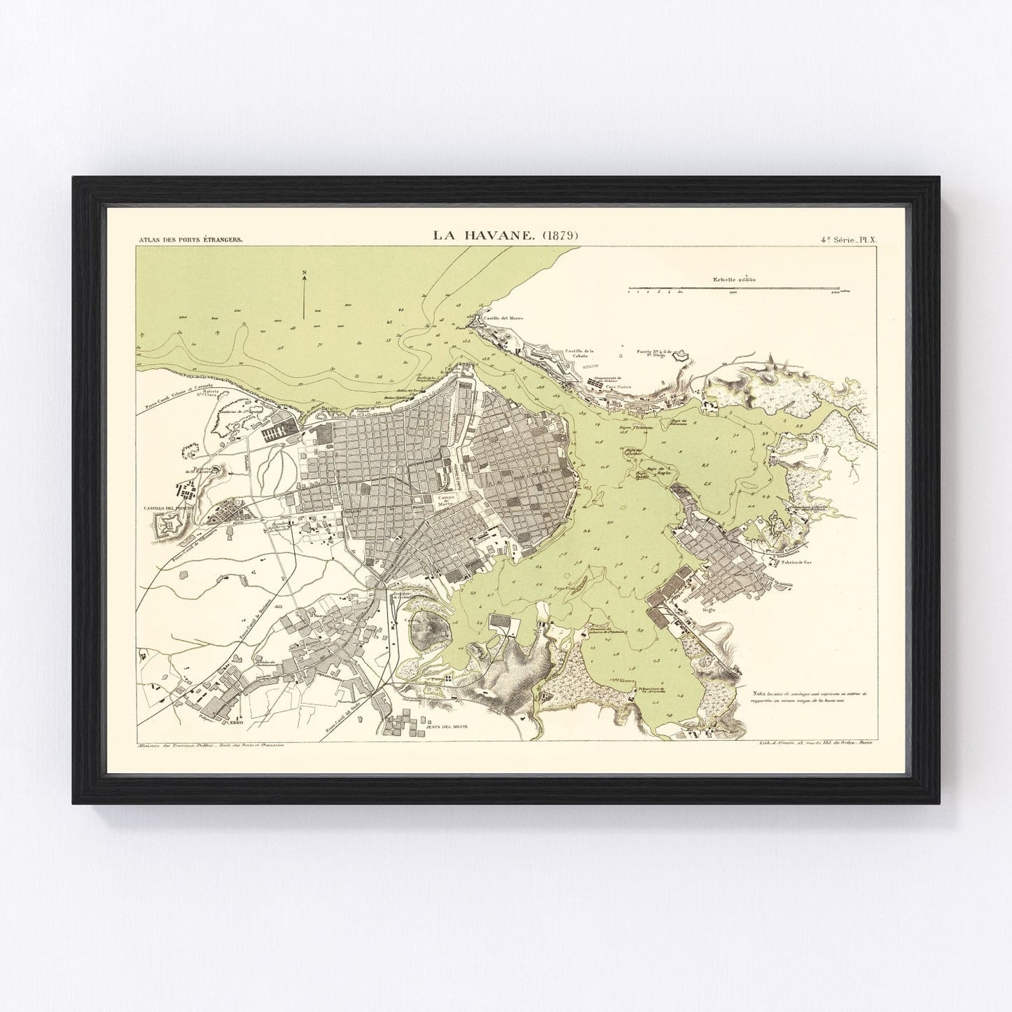 Vintage Map of Havana, Cuba 1879