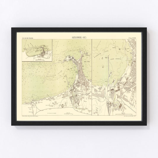 Vintage Map of Alexandria Egypt, 1882