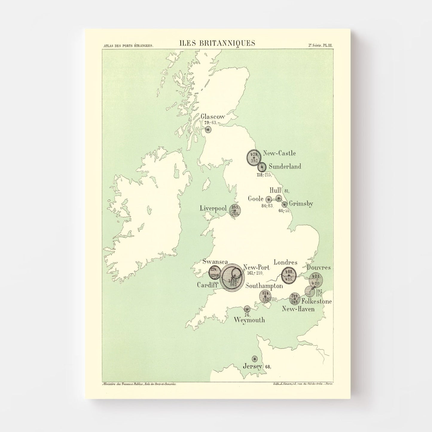 Vintage Map of British Isles, 1886