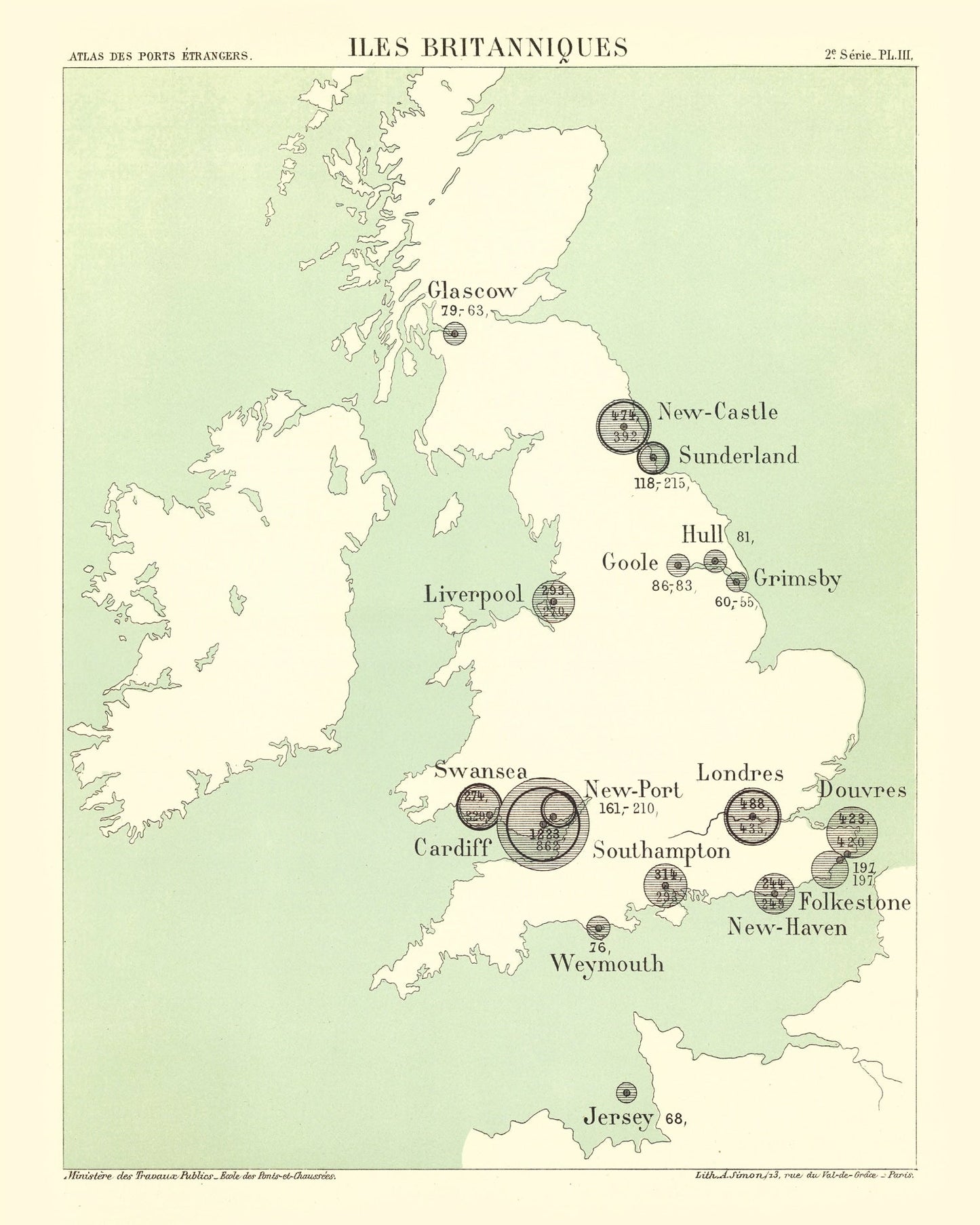 Vintage Map of British Isles, 1886